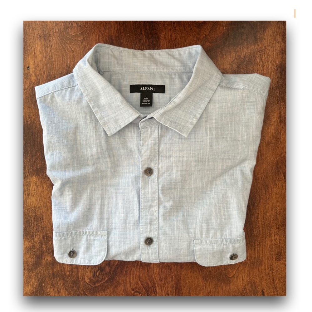 Alfani Cotton Short Sleeved Shirt • L